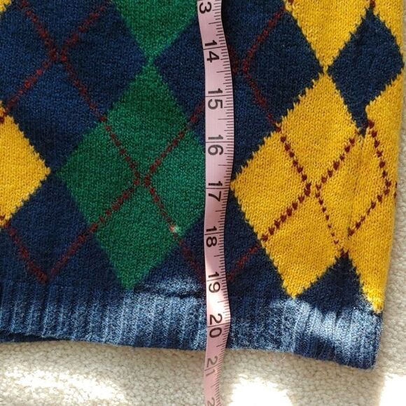 American Eagle Argyle Knit Sweater Navy Yellow Green Size M NWOT Preppy Academia - Picture 12 of 12